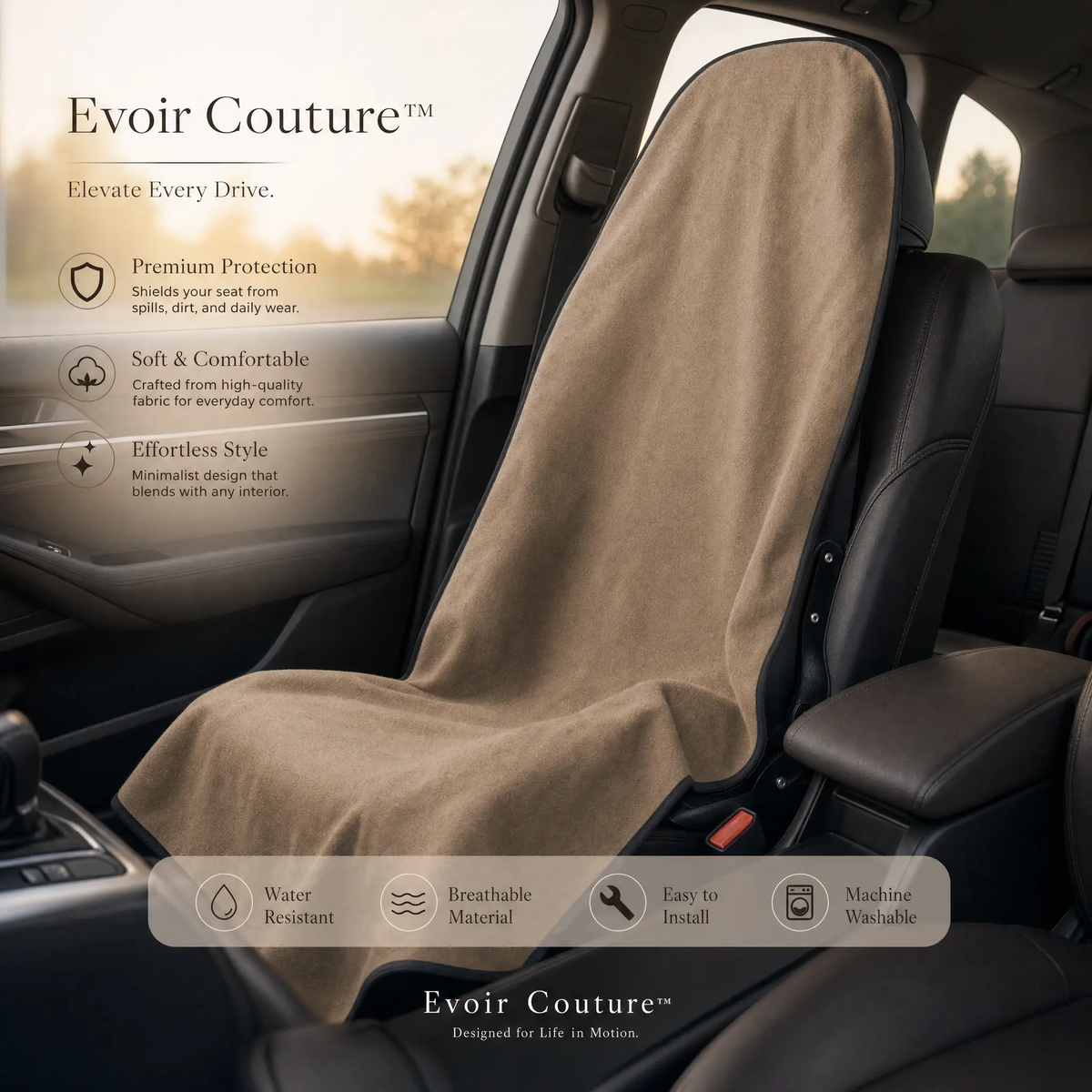 Evoir Couture™ Waterproof Car Towel Seat Cover